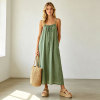 Sage Green Linen Maxi Dress for Women | Relaxed Resort Linen Dress | KOSSR