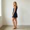 Navy Linen Sleeveless Mini Dress for Women | Minimalist Linen Dress | KOSSR