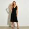 Black Linen Sleeveless Midi Dress for Women | Elegant Linen Dress | KOSSR