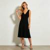 Black Linen Sleeveless Midi Dress for Women | Elegant Linen Dress | KOSSR