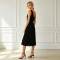 Black Linen Sleeveless Midi Dress for Women | Elegant Linen Dress | KOSSR