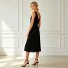 Black Linen Sleeveless Midi Dress for Women | Elegant Linen Dress | KOSSR