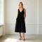 Black Linen Sleeveless Midi Dress for Women | Elegant Linen Dress | KOSSR
