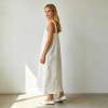 White Linen Sleeveless Maxi Dress for Women | Minimalist Linen Dress | KOSSR
