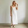 White Linen Sleeveless Maxi Dress for Women | Minimalist Linen Dress | KOSSR