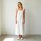 White Linen Sleeveless Maxi Dress for Women | Minimalist Linen Dress | KOSSR