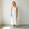 White Linen Sleeveless Maxi Dress for Women | Minimalist Linen Dress | KOSSR