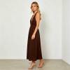 Chocolate Brown Linen Halter Maxi Dress | Elegant Open Back Linen Dress | KOSSR
