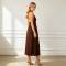 Chocolate Brown Linen Halter Maxi Dress | Elegant Open Back Linen Dress | KOSSR