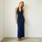 Navy Linen Halter Maxi Dress | Minimalist Open Back Linen Dress | KOSSR