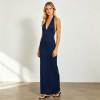 Navy Linen Halter Maxi Dress | Minimalist Open Back Linen Dress | KOSSR