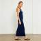 Navy Linen Halter Maxi Dress | Minimalist Open Back Linen Dress | KOSSR