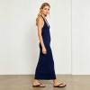 Navy Linen Halter Maxi Dress | Minimalist Open Back Linen Dress | KOSSR