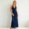 Navy Linen Halter Maxi Dress | Minimalist Open Back Linen Dress | KOSSR