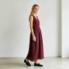 Burgundy Linen Wrap Dress | Sleeveless Linen Maxi Dress | KOSSR