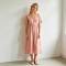 Blush Pink Linen Wrap Dress | Relaxed Linen Midi Dress | KOSSR
