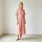 Blush Pink Linen Wrap Dress | Relaxed Linen Midi Dress | KOSSR