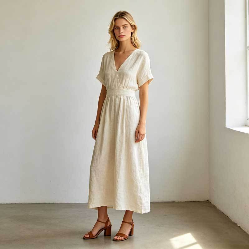 Linen A-Line Maxi Dress
