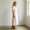 Linen A-Line Maxi Dress | Elegant V-Neck Linen Dress | KOSSR