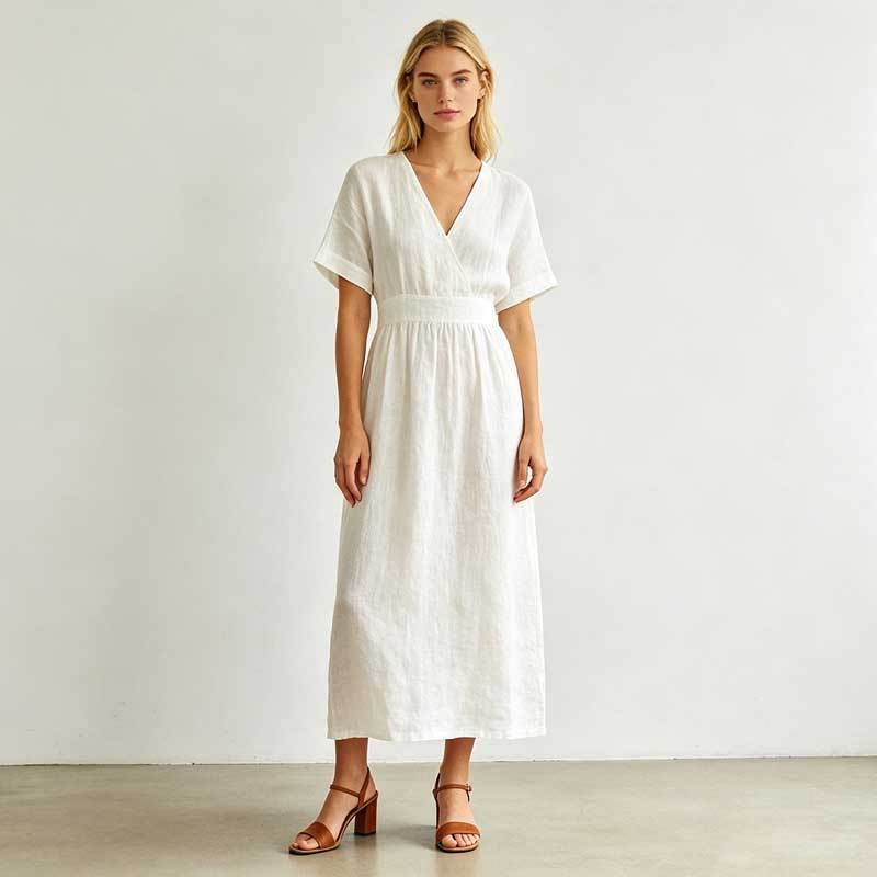 Linen A-Line Maxi Dress