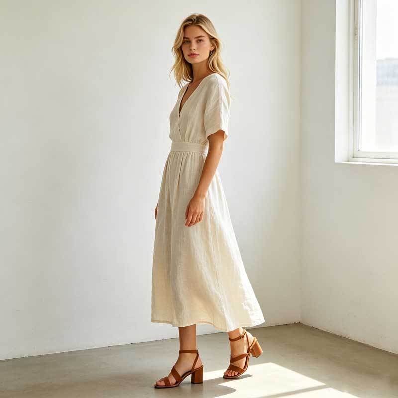 Linen A-Line Maxi Dress