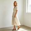 Linen A-Line Maxi Dress | Elegant V-Neck Linen Dress | KOSSR