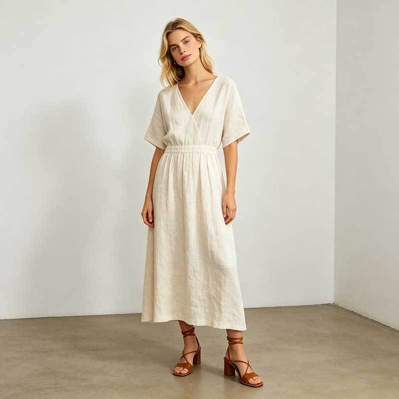 Linen A-Line Maxi Dress
