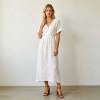 Linen A-Line Maxi Dress | Elegant V-Neck Linen Dress | KOSSR