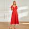 Linen A-Line Maxi Dress | Elegant V-Neck Linen Dress | KOSSR
