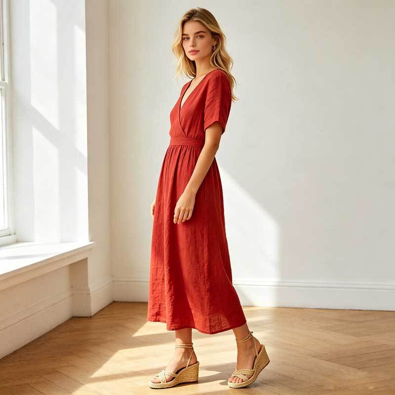 Linen A-Line Maxi Dress
