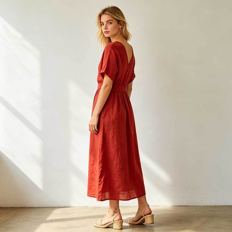 Linen A-Line Maxi Dress