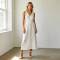 Sleeveless Linen A-Line Maxi Dress | Elegant Linen Summer Dress | KOSSR