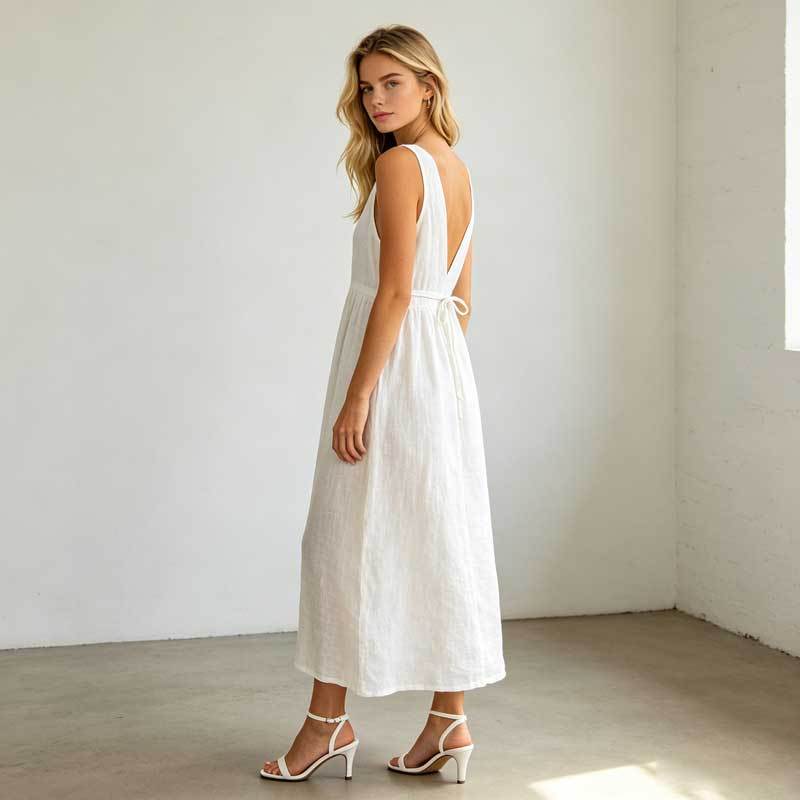 Linen A-Line Maxi Dress