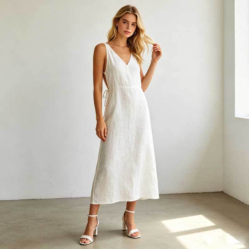 Linen A-Line Maxi Dress