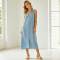 Sleeveless Linen Vacation Dress | Button Front Linen Midi Dress | KOSSR