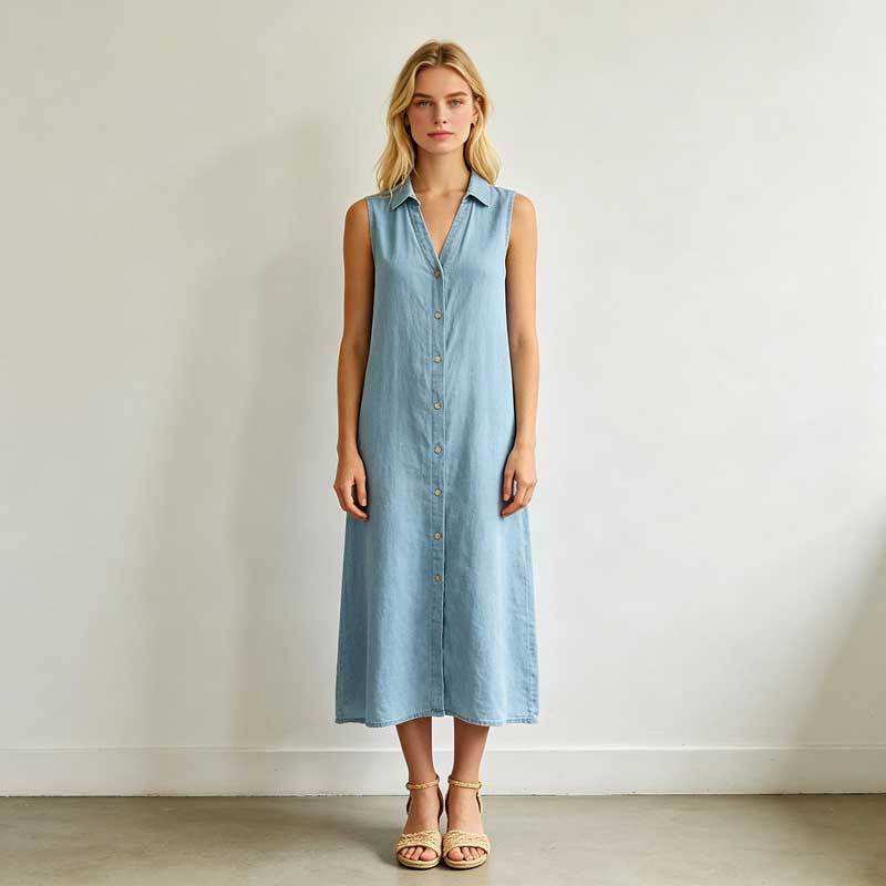 Sleeveless Linen Vacation Dress