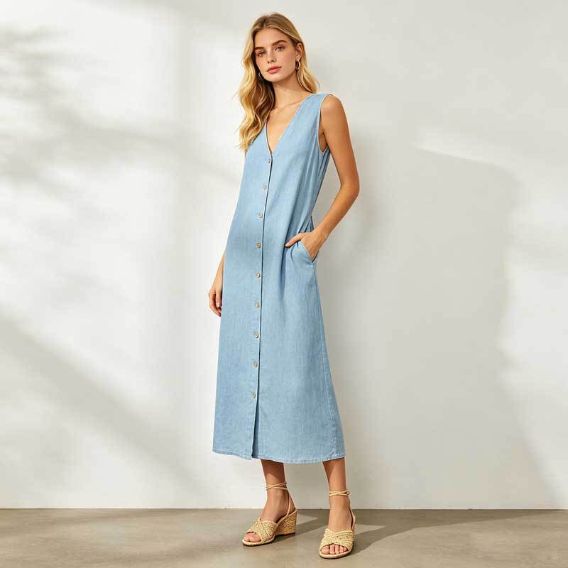 Sleeveless Linen Vacation Dress