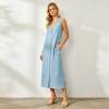 Sleeveless Linen Vacation Dress | Button Front Linen Midi Dress | KOSSR