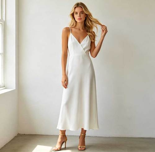 Elegant Linen Occasion Dress | Minimalist Backless Slip Maxi Dress | KOSSR