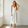 Elegant Linen Occasion Dress | Minimalist Backless Slip Maxi Dress | KOSSR