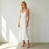 Elegant Linen Occasion Dress | Minimalist Backless Slip Maxi Dress | KOSSR