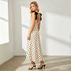 Elegant Polka Dot Linen Occasion Dress | Tie Strap Midi Dress | KOSSR
