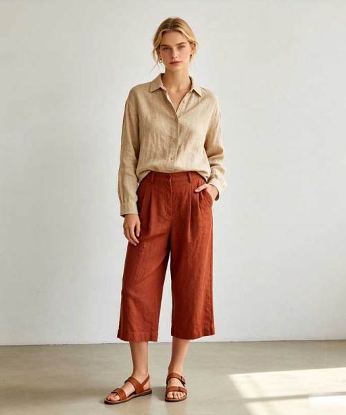 Relaxed Linen Button-Up Shirt for Women | Minimalist Linen Blouse | KOSSR