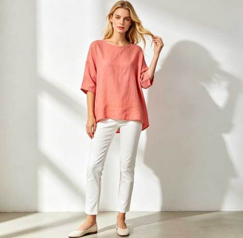 Women's Relaxed Linen Top | Lightweight Summer Linen Shirt | KOSSR