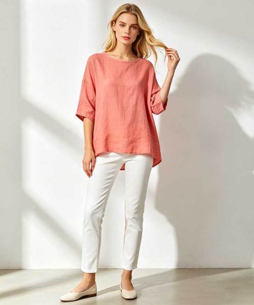 Women's Relaxed Linen Top | Lightweight Summer Linen Shirt | KOSSR