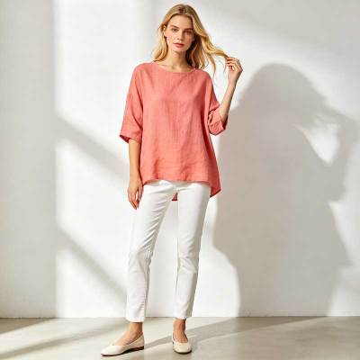 Women's Relaxed Linen Top | Lightweight Summer Linen Shirt | KOSSR