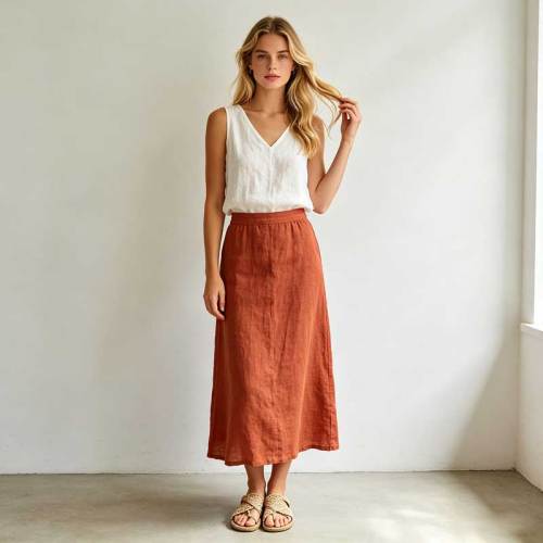 Women's Linen V-Neck Top | Relaxed Sleeveless Linen Tank | KOSSR