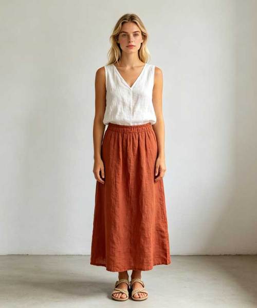 Women's Linen V-Neck Top | Relaxed Sleeveless Linen Tank | KOSSR