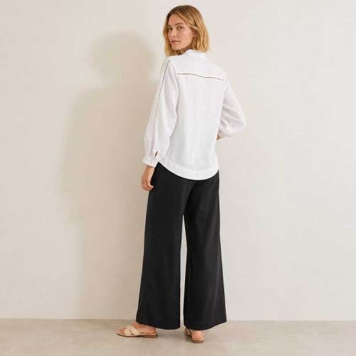 White Embroidered Linen Tunic Top