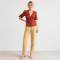 Rust Red Linen Puff Sleeve Button Top